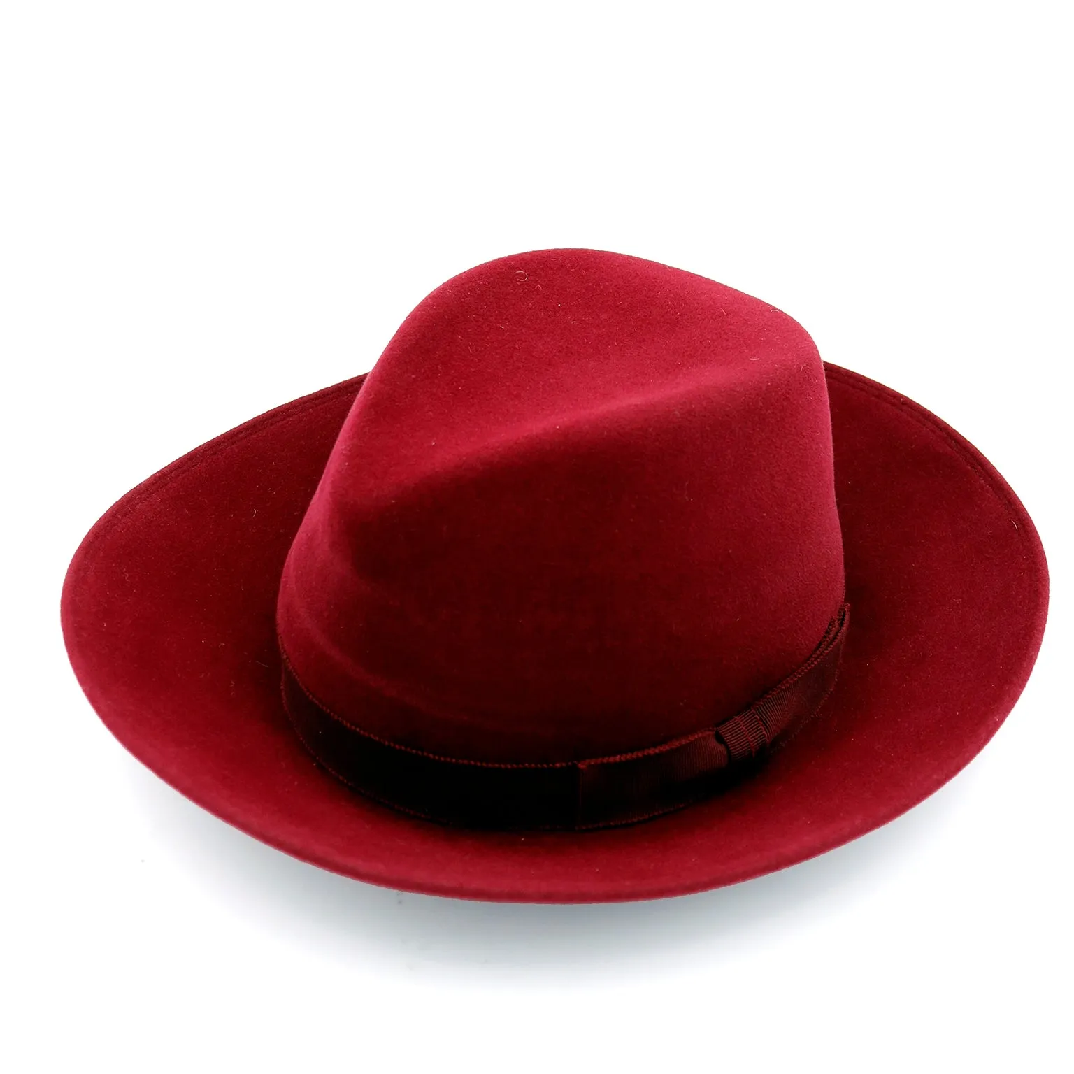 1990s Patricia Underwood Vintage Burgundy Red Wool Fedora Hat