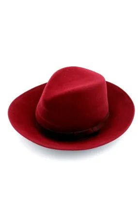 1990s Patricia Underwood Vintage Burgundy Red Wool Fedora Hat