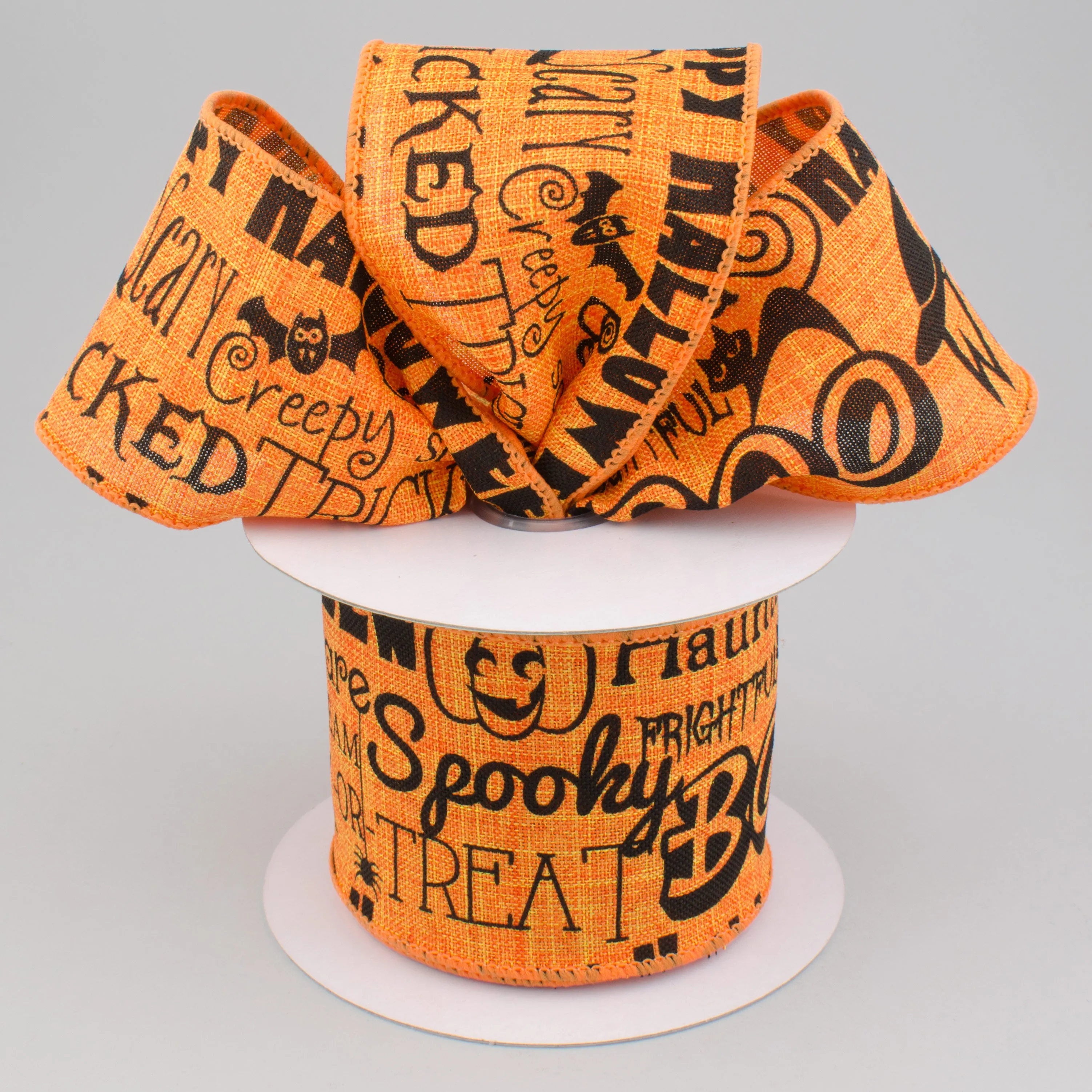 2.5" Orange Canvas Halloween Ribbon: Orange & Black (10 Yards)