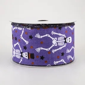 2.5" Orange Glitter Skeletons Ribbon: Purple (10 Yards)