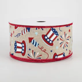 2.5" Uncle Sam Fireworks Ribbon: Light Natural (10 Yards)