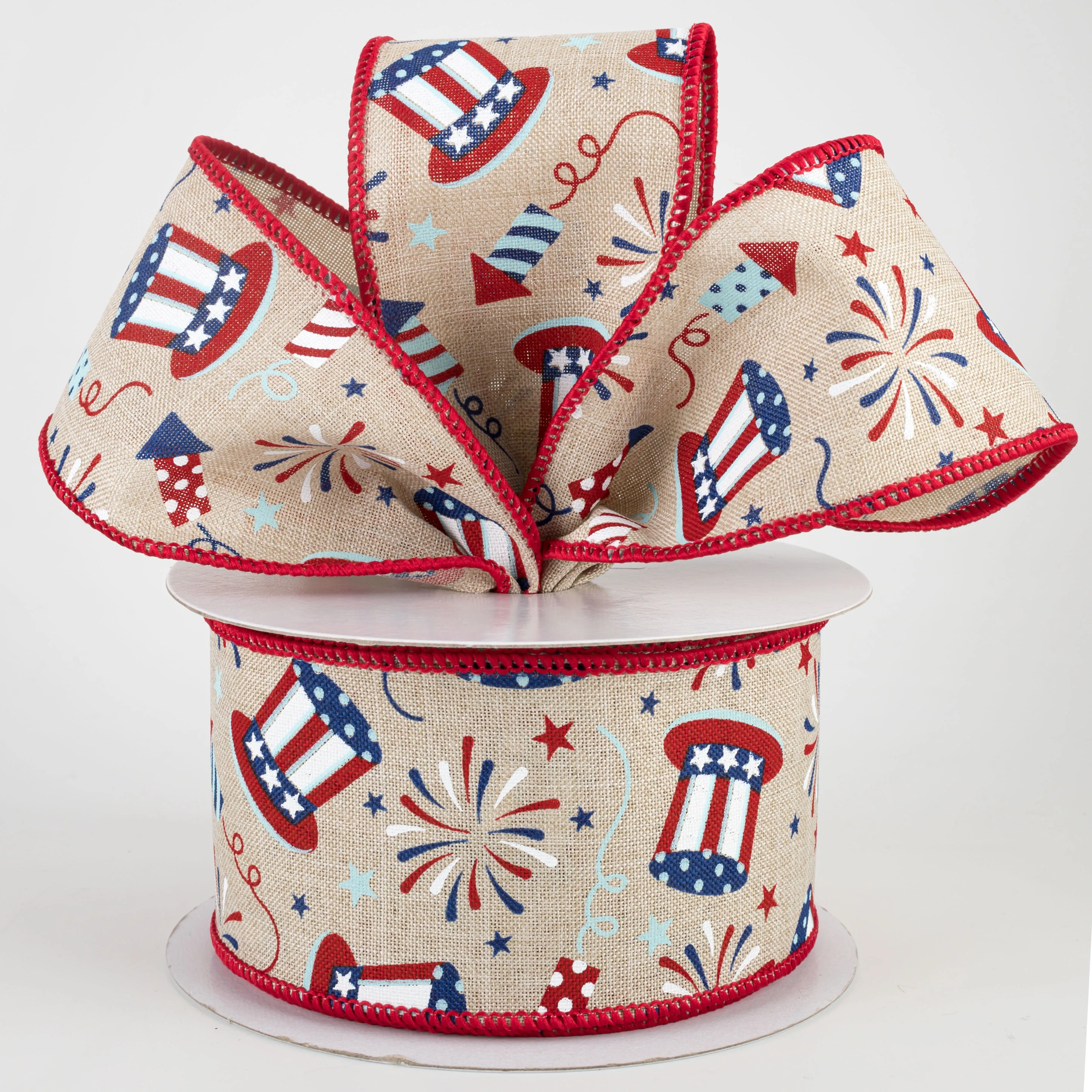 2.5" Uncle Sam Fireworks Ribbon: Light Natural (10 Yards)