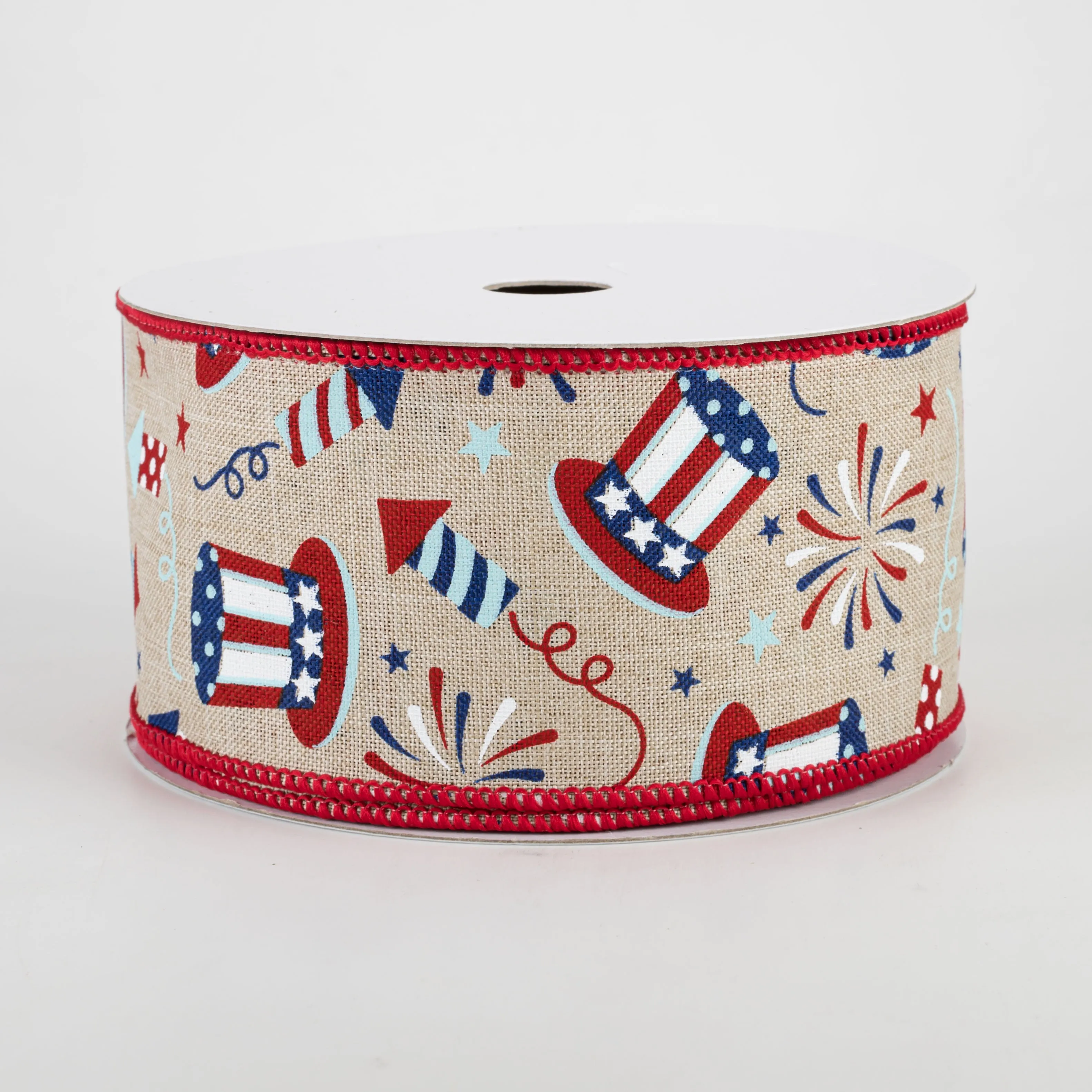 2.5" Uncle Sam Fireworks Ribbon: Light Natural (10 Yards)