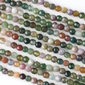 4mm Round Grade A Gemstone Beads - Faceted Fancy Jasper (Pack of 10)