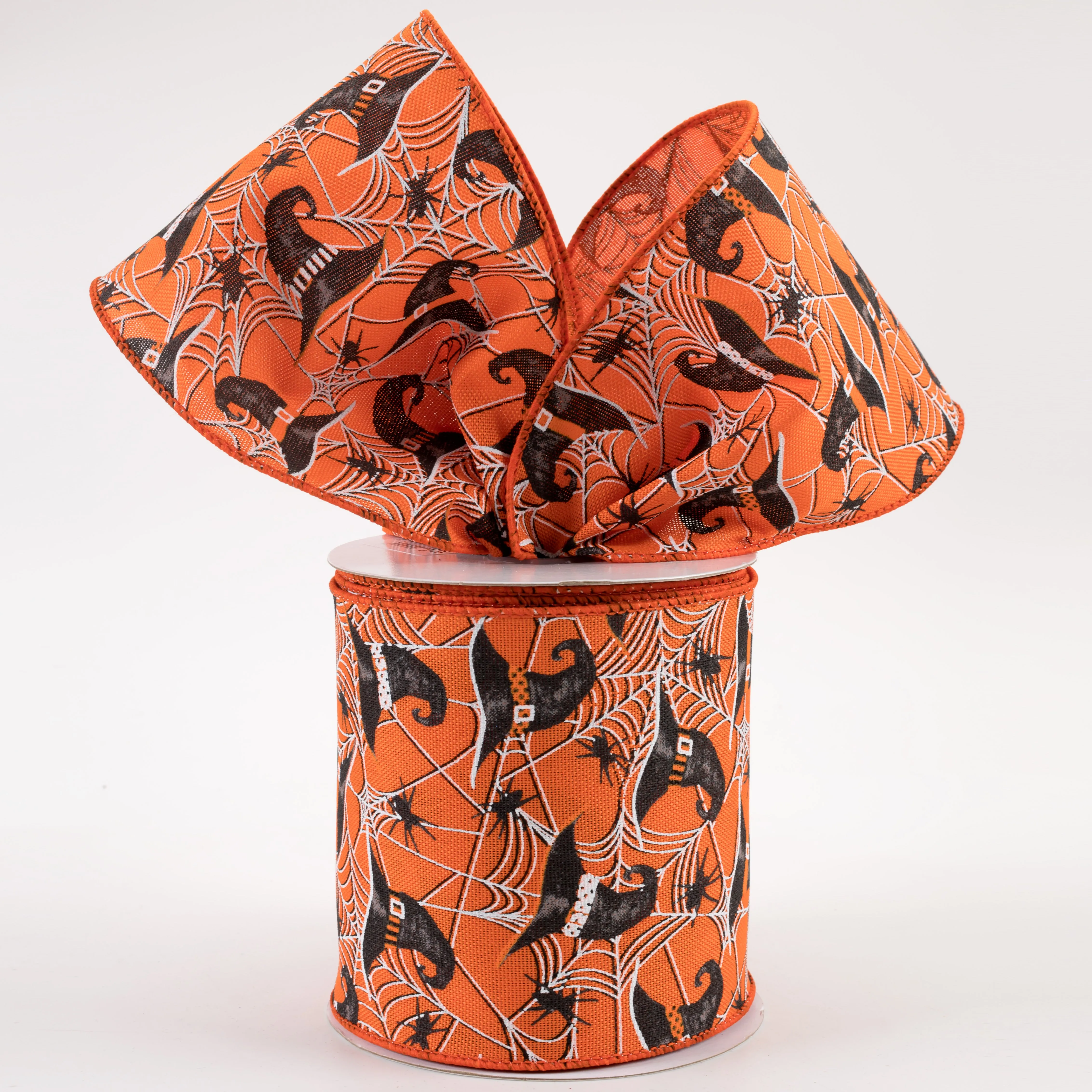 4" Witch Hats and Spiders Ribbon: Orange (10 Yards)