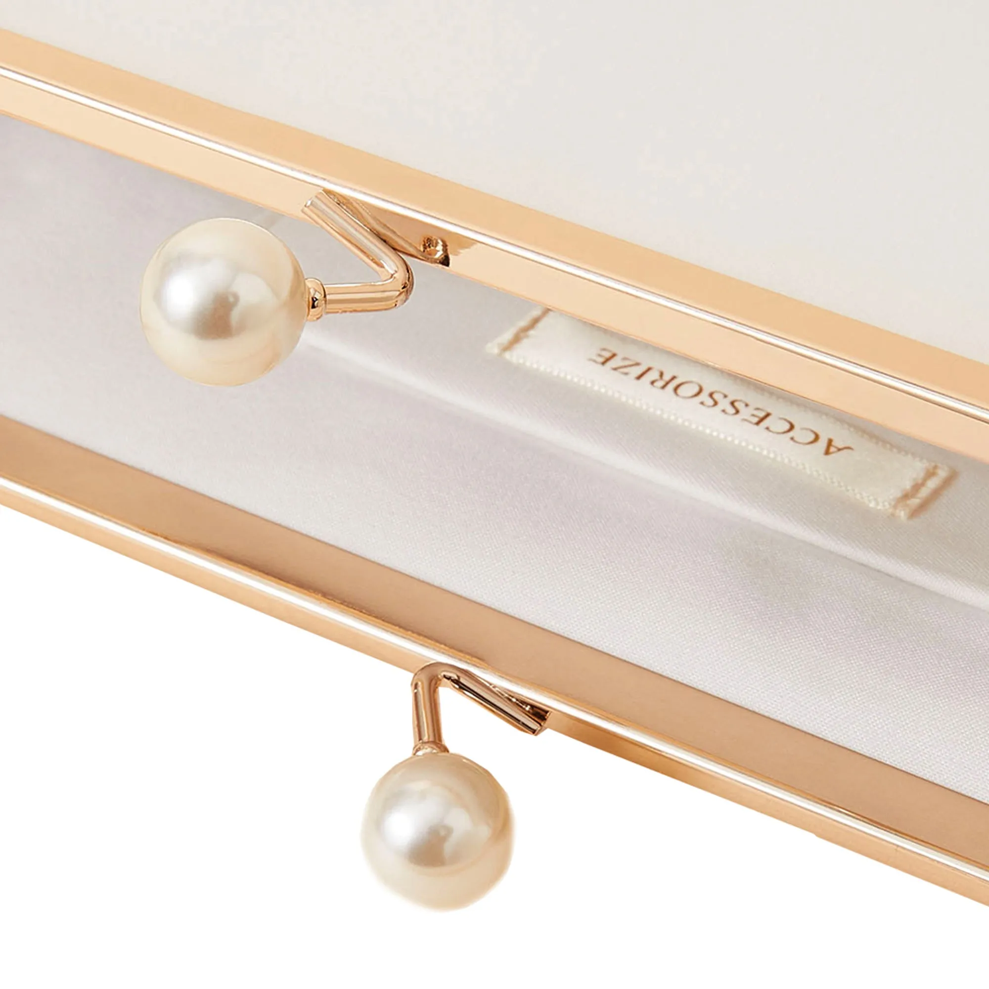 Accessorize London Women's Bridal pearl clasp satin clutch