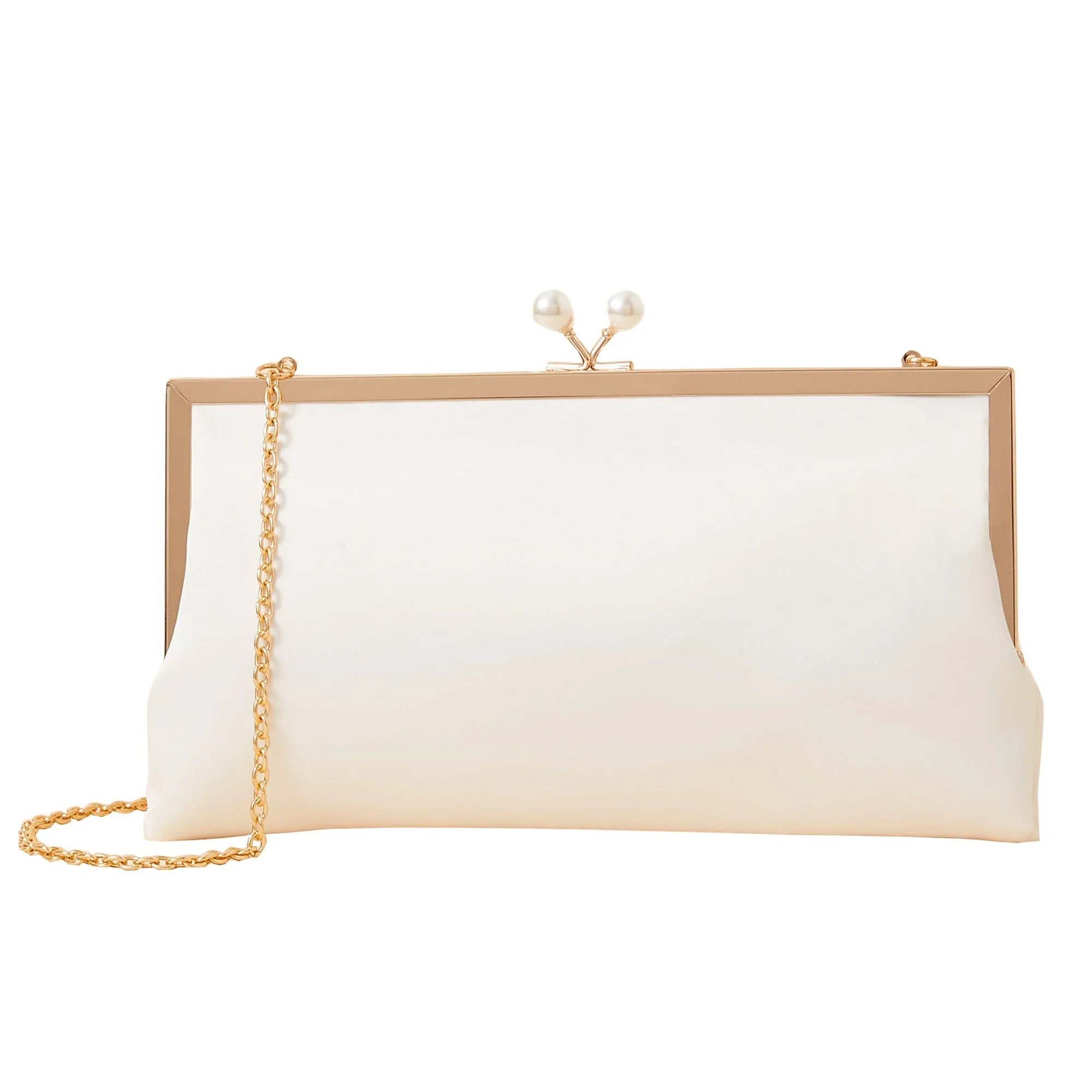 Accessorize London Women's Bridal pearl clasp satin clutch