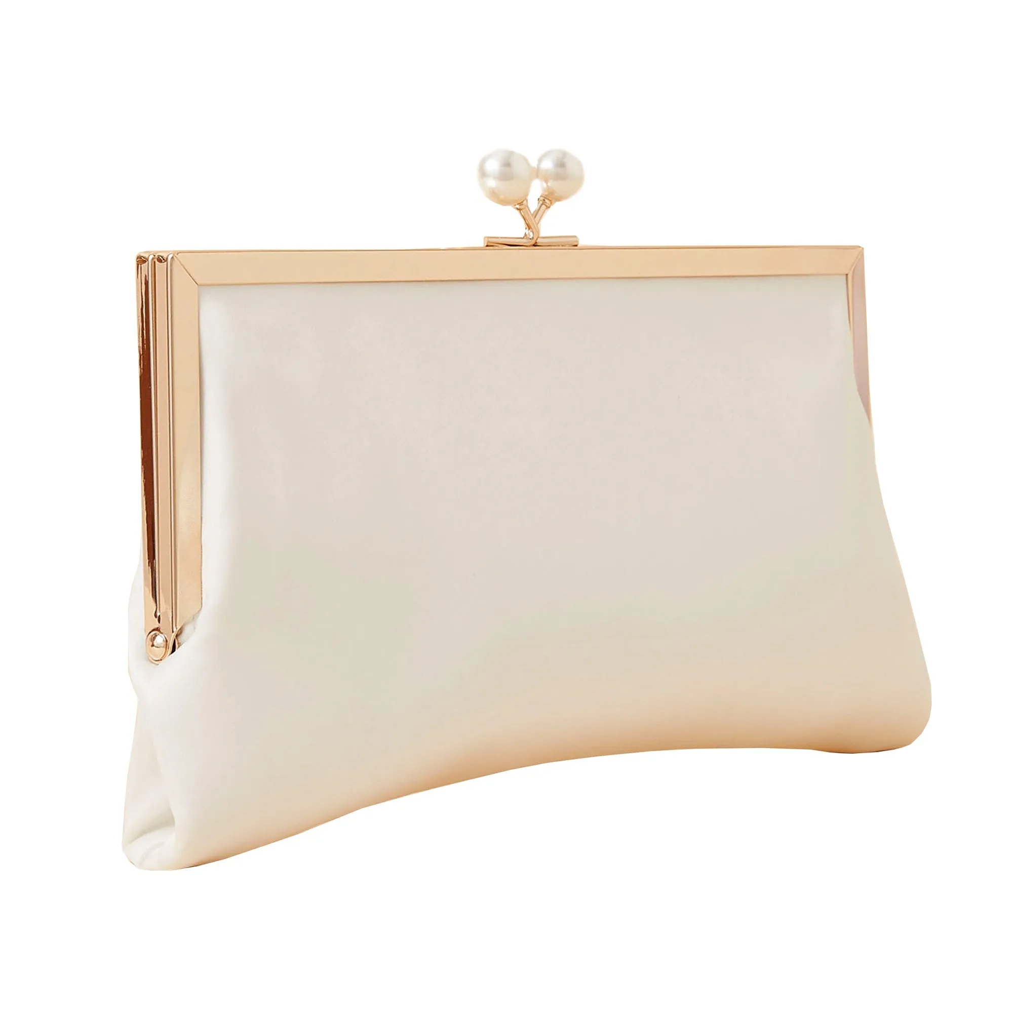 Accessorize London Women's Bridal pearl clasp satin clutch