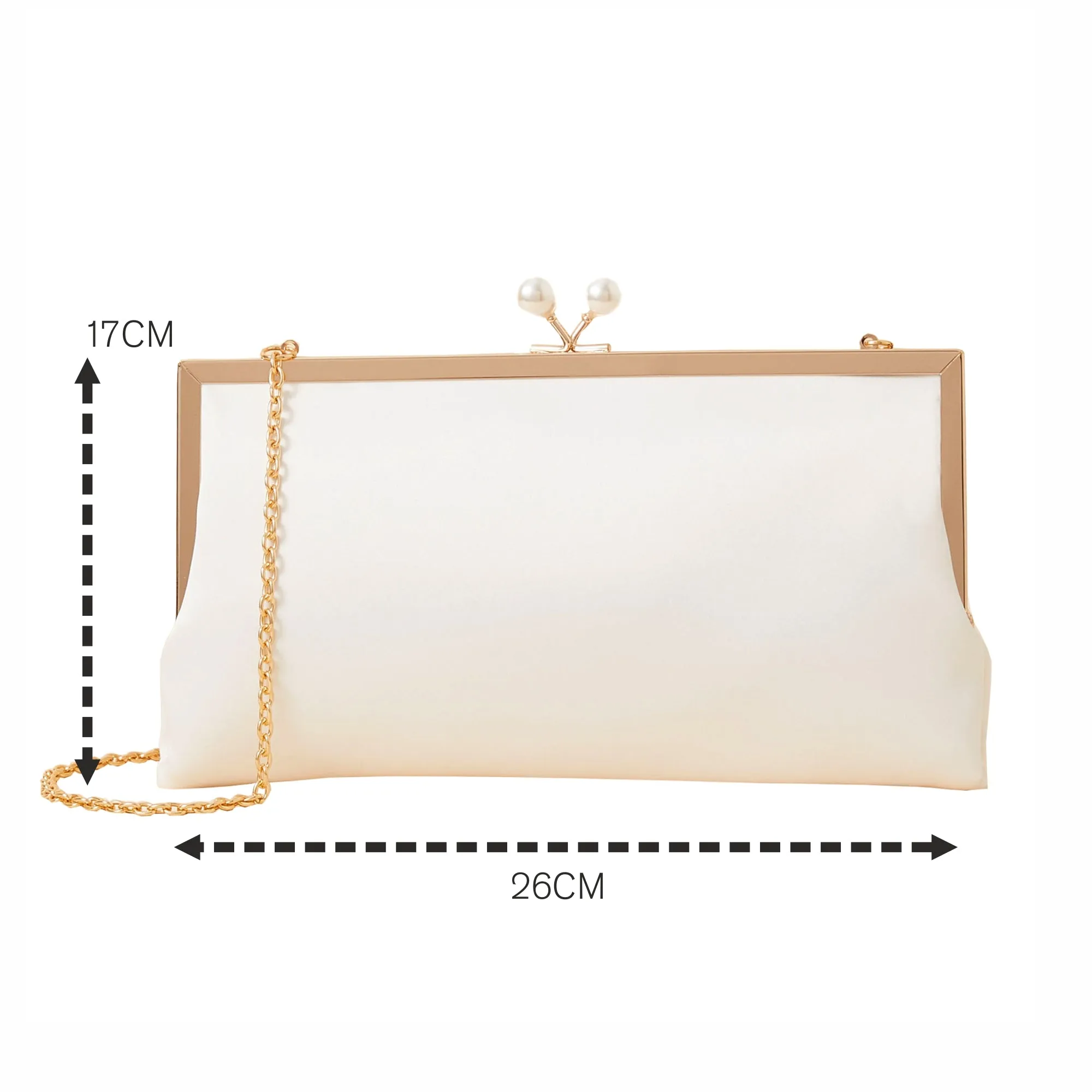 Accessorize London Women's Bridal pearl clasp satin clutch