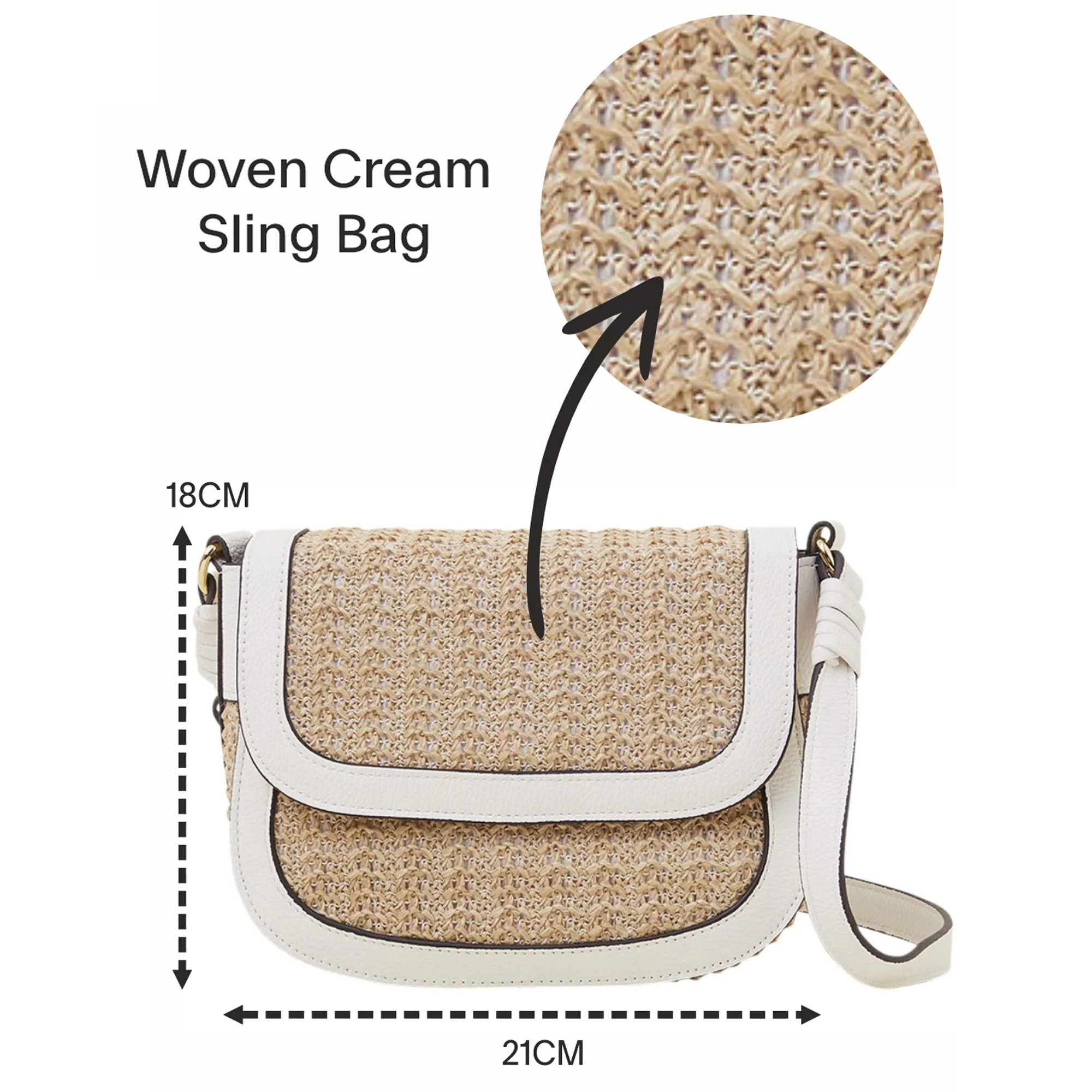 Accessorize London Women's Cream Woven Sling Bag