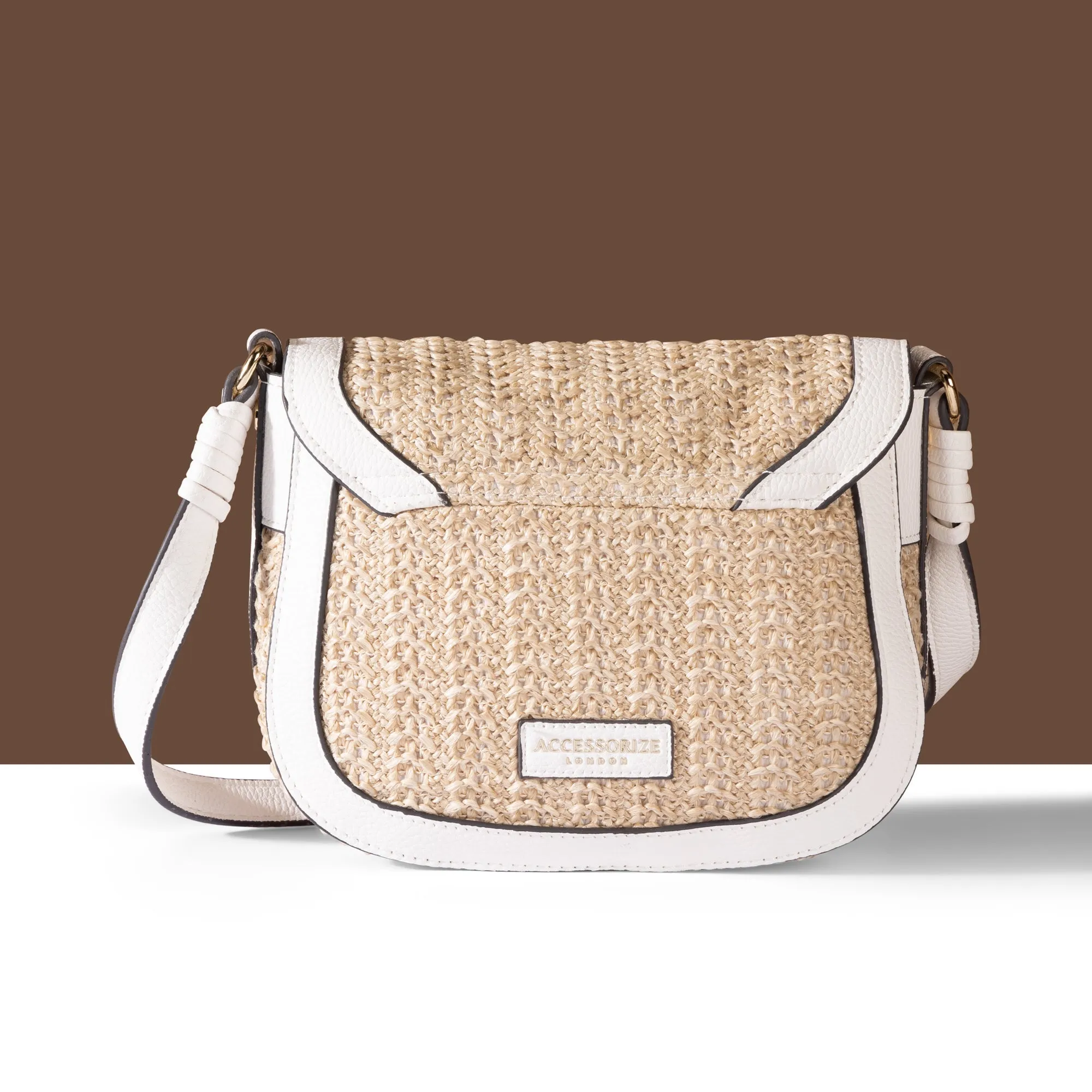 Accessorize London Women's Cream Woven Sling Bag