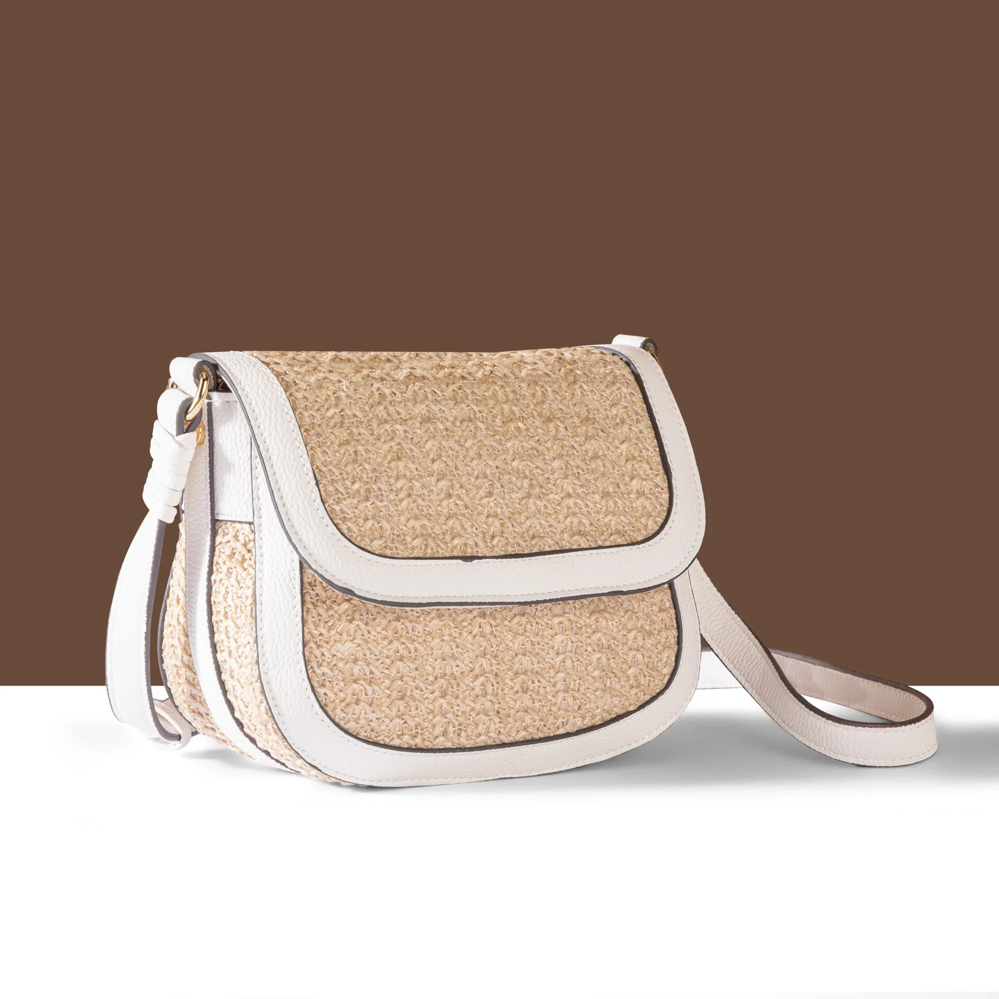 Accessorize London Women's Cream Woven Sling Bag