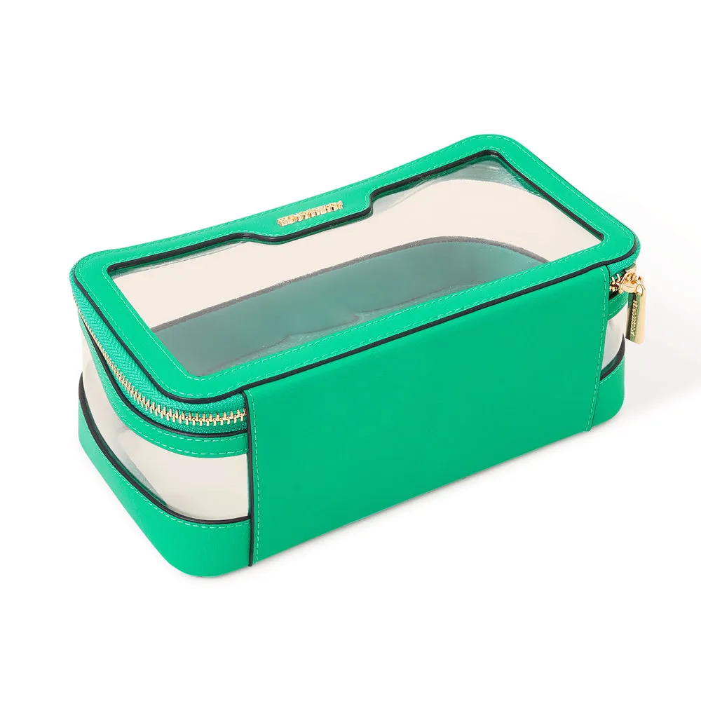 Accessorize London Women's Faux Leather Green Clear Make Up Bag