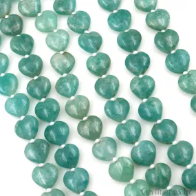 Amazonite Heart Beads, 7 Inch Gemstone Strands, Drilled Strung Briolette Beads, Heart Shape, 10mm