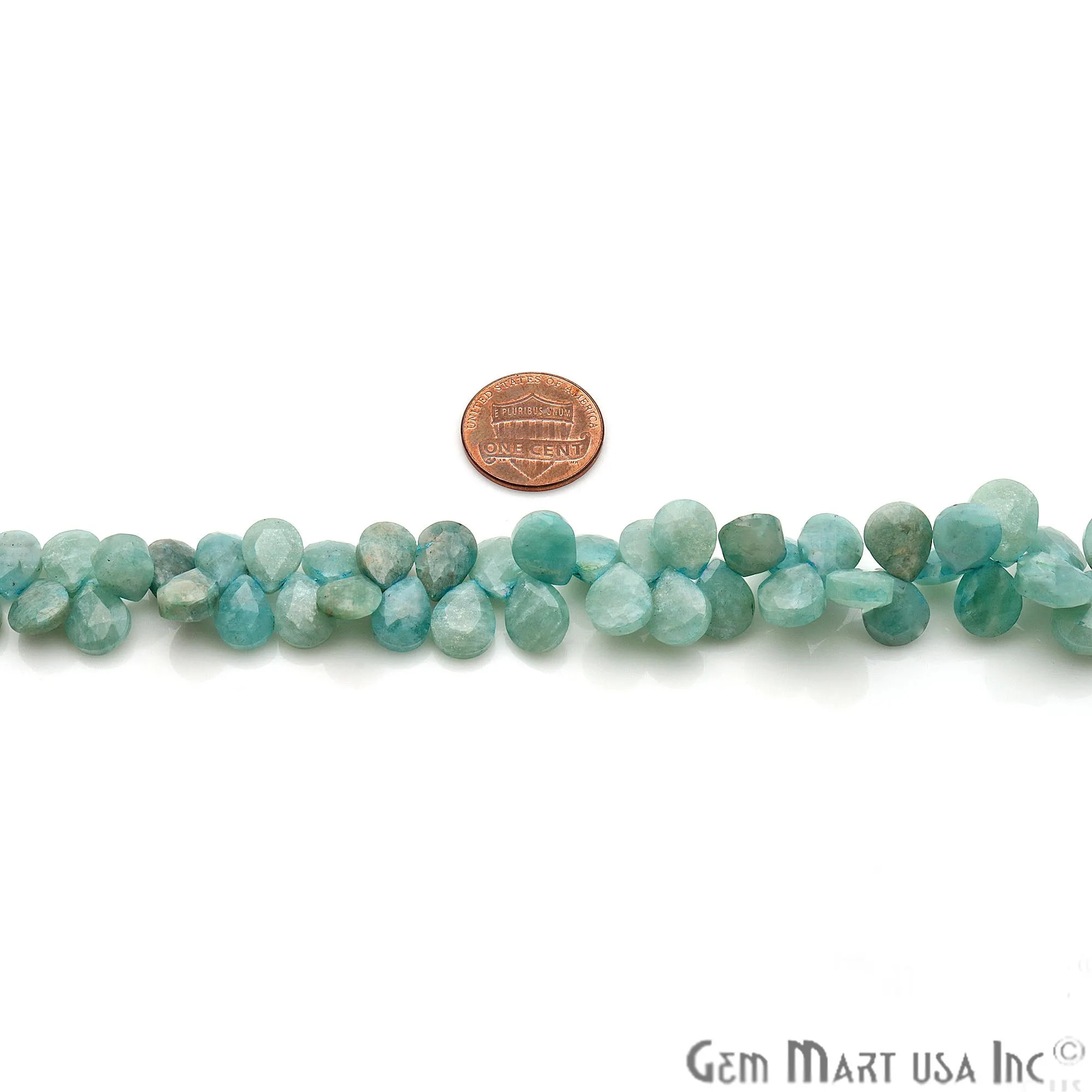 Amazonite Heart Beads, 8 Inch Gemstone Strands, Drilled Strung Briolette Beads, Heart Shape, 9mm