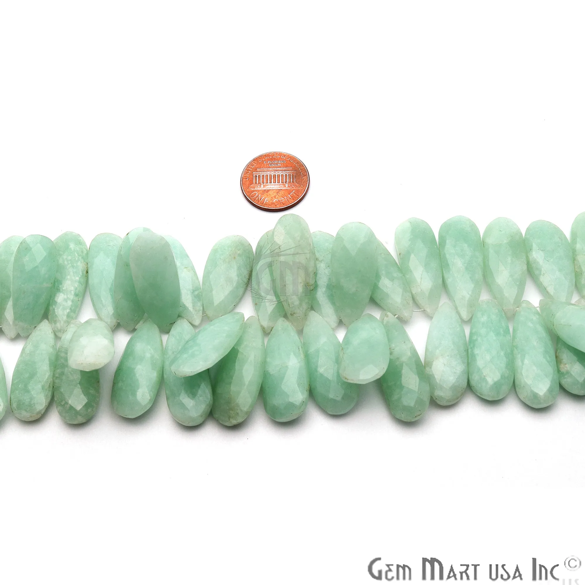 Amazonite Pears Beads, 8 Inch Gemstone Strands, Drilled Strung Briolette Beads, Pears Shape, 28x12mm