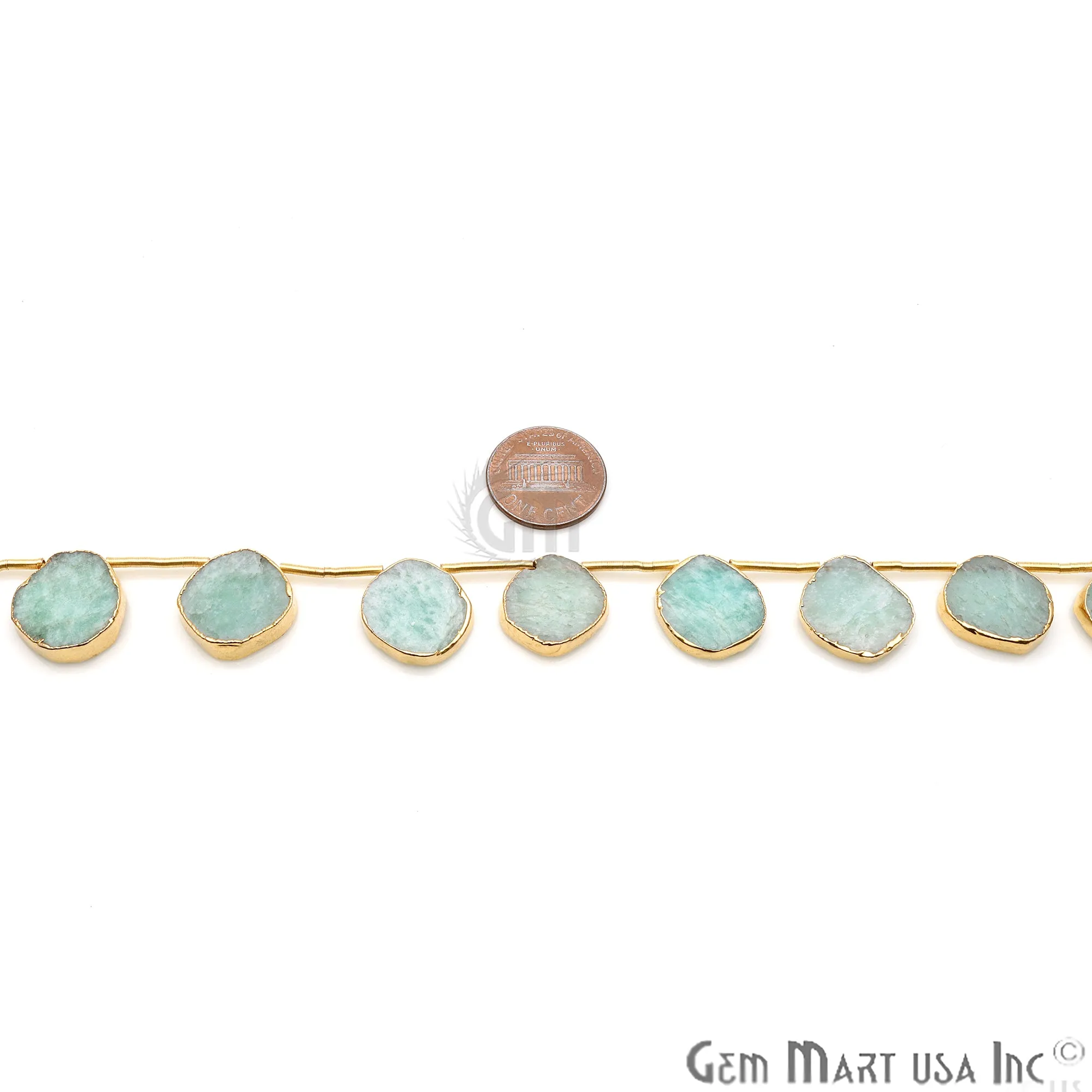 Amazonite Rough Beads, 9 Inch Gemstone Strands, Drilled Strung Briolette Beads, Free Form, 18x15mm