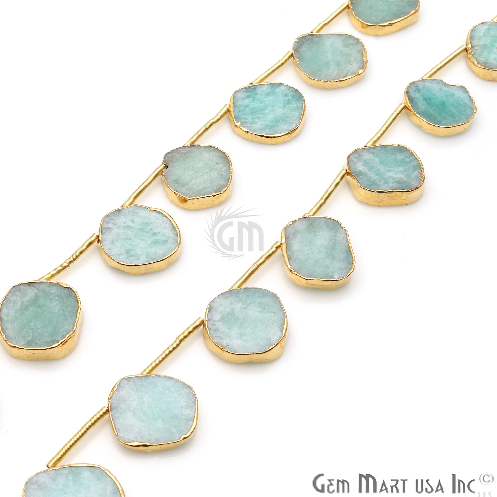 Amazonite Rough Beads, 9 Inch Gemstone Strands, Drilled Strung Briolette Beads, Free Form, 18x15mm