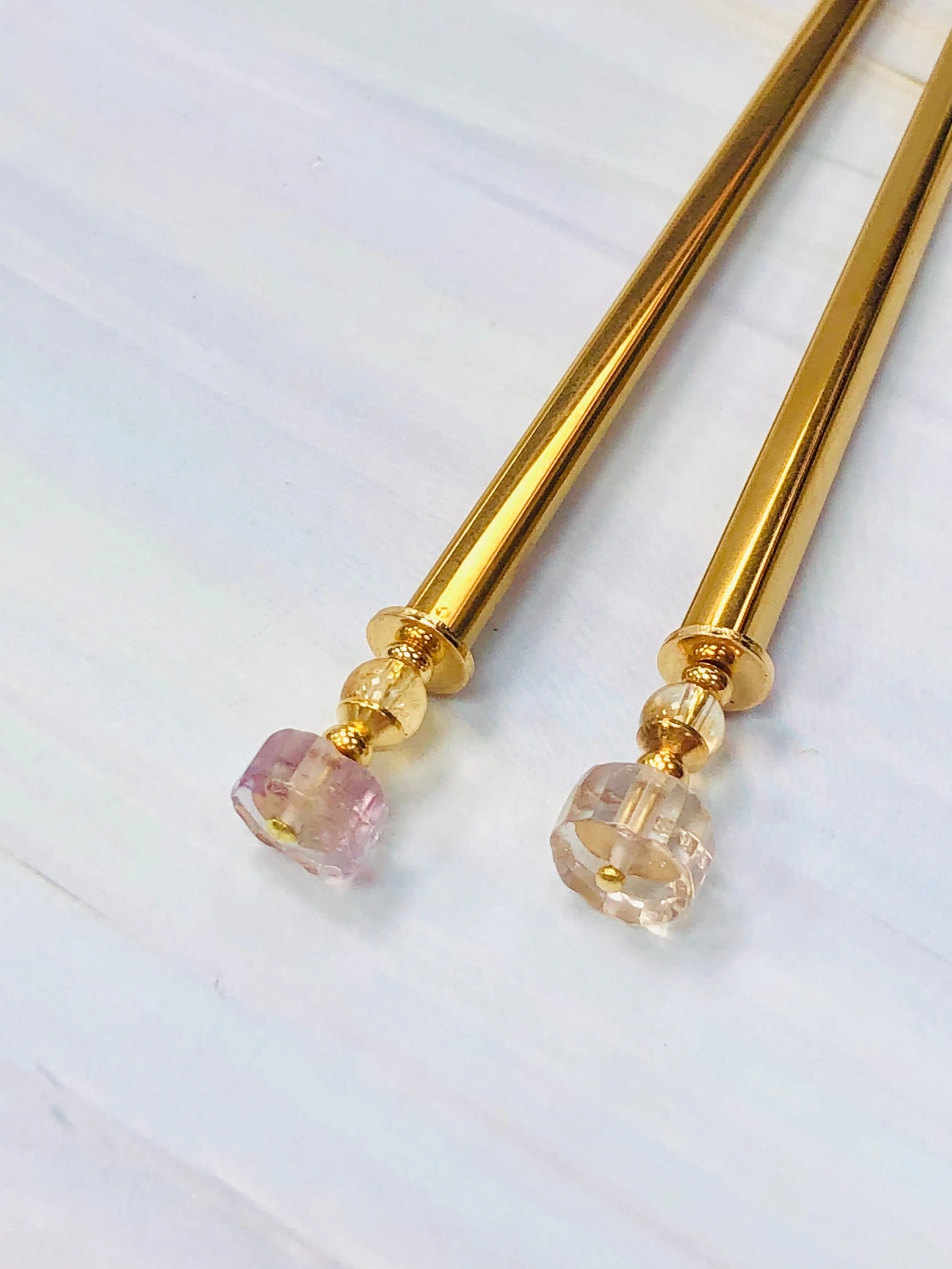 Ametrine Gemstone Hair Sticks, Luxury Gold Hair Pins, gemstone shawl pin