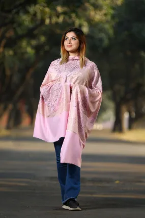 BABY PINK COLOUR EMBROIDERED KASHMIRI STOLE KEEPS CALM AND RELAXING SUPERBLY COMFORTABLE FOR ALL EVENTS