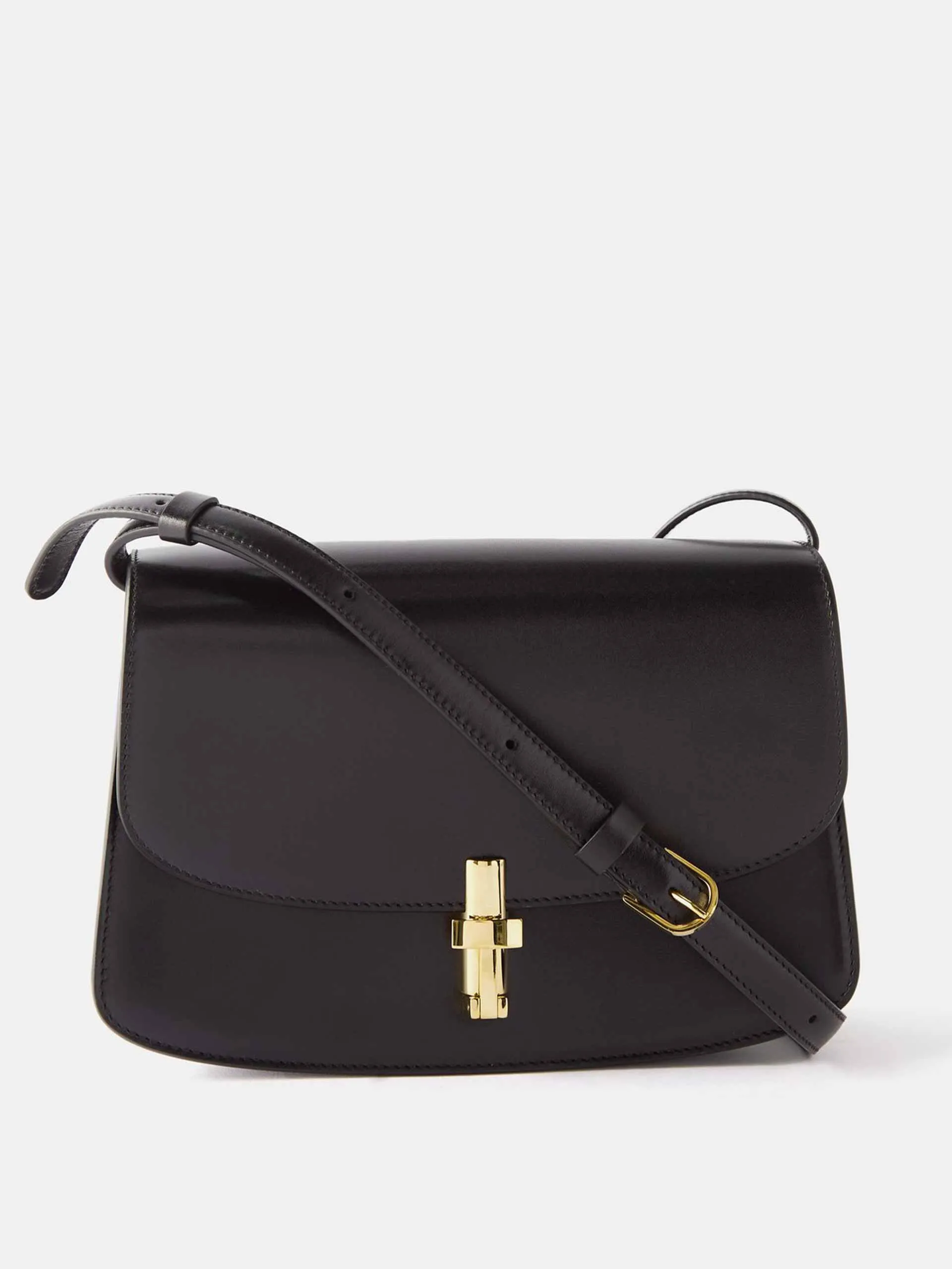 Black leather cross-body bag