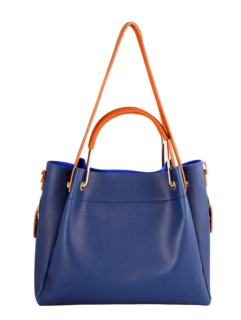 Blue Leather Handbag And Sling Bag Combo