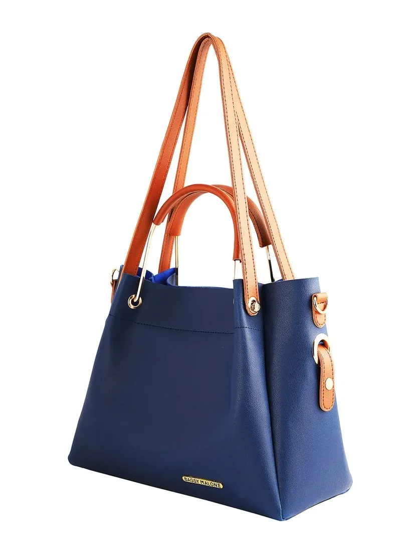 Blue Leather Handbag And Sling Bag Combo