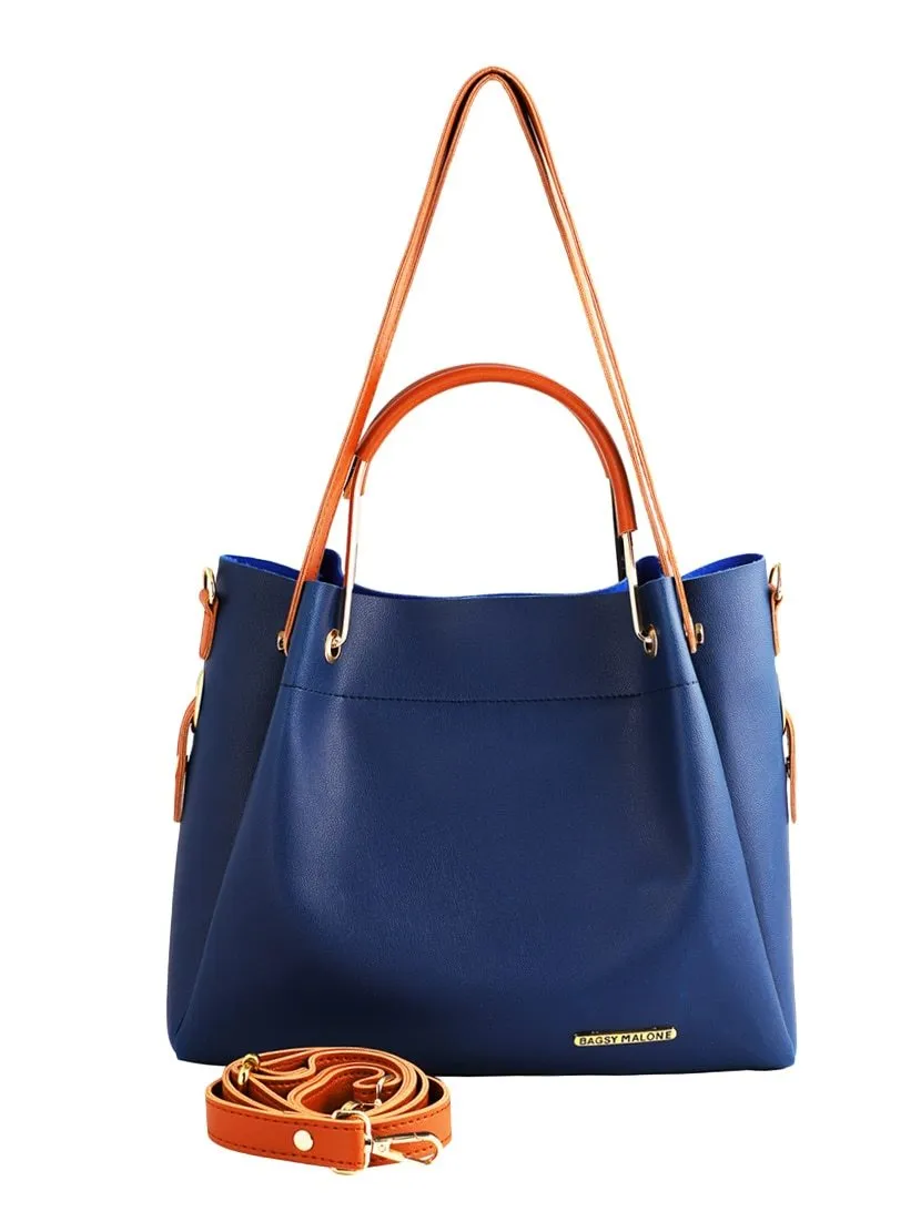 Blue Leather Handbag And Sling Bag Combo