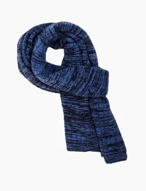 Blue Melange Knitted Wool & Cashmere Scarf