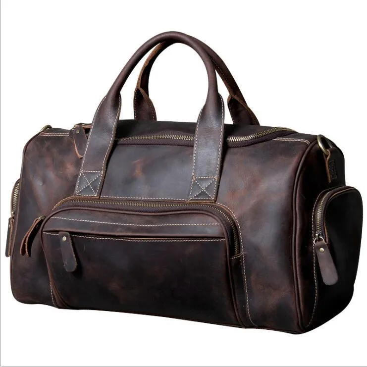 Business Travel Bags For Men Genuine Leather Shoe Duffle