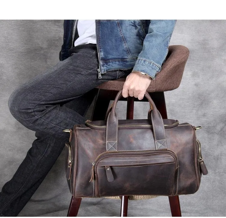 Business Travel Bags For Men Genuine Leather Shoe Duffle