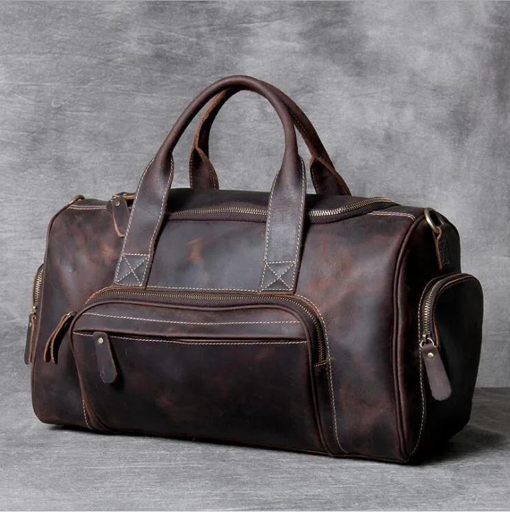 Business Travel Bags For Men Genuine Leather Shoe Duffle