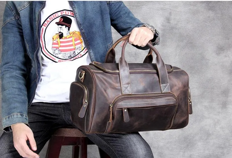 Business Travel Bags For Men Genuine Leather Shoe Duffle