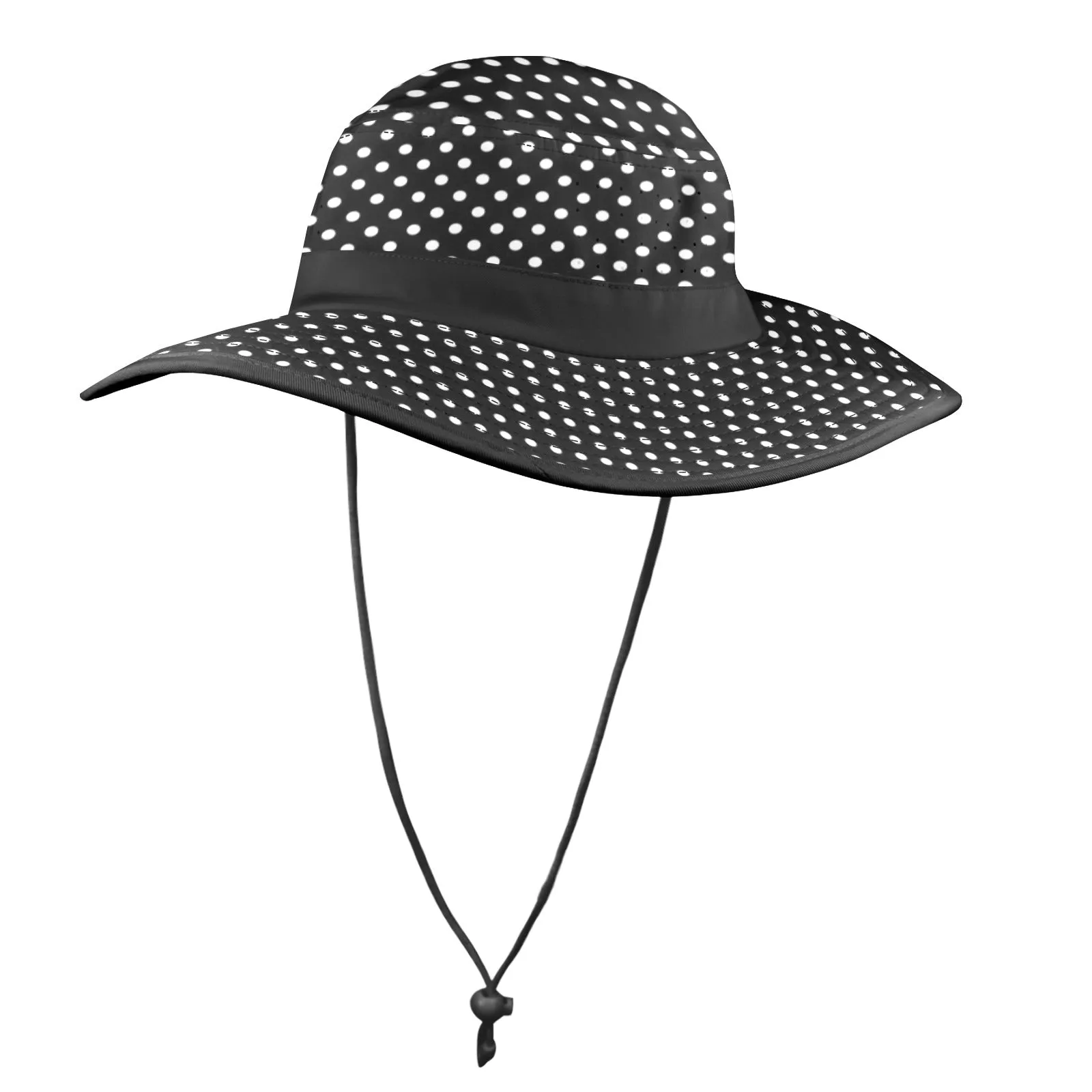 bw sm polka dot print Wide Brim Bucket Hat