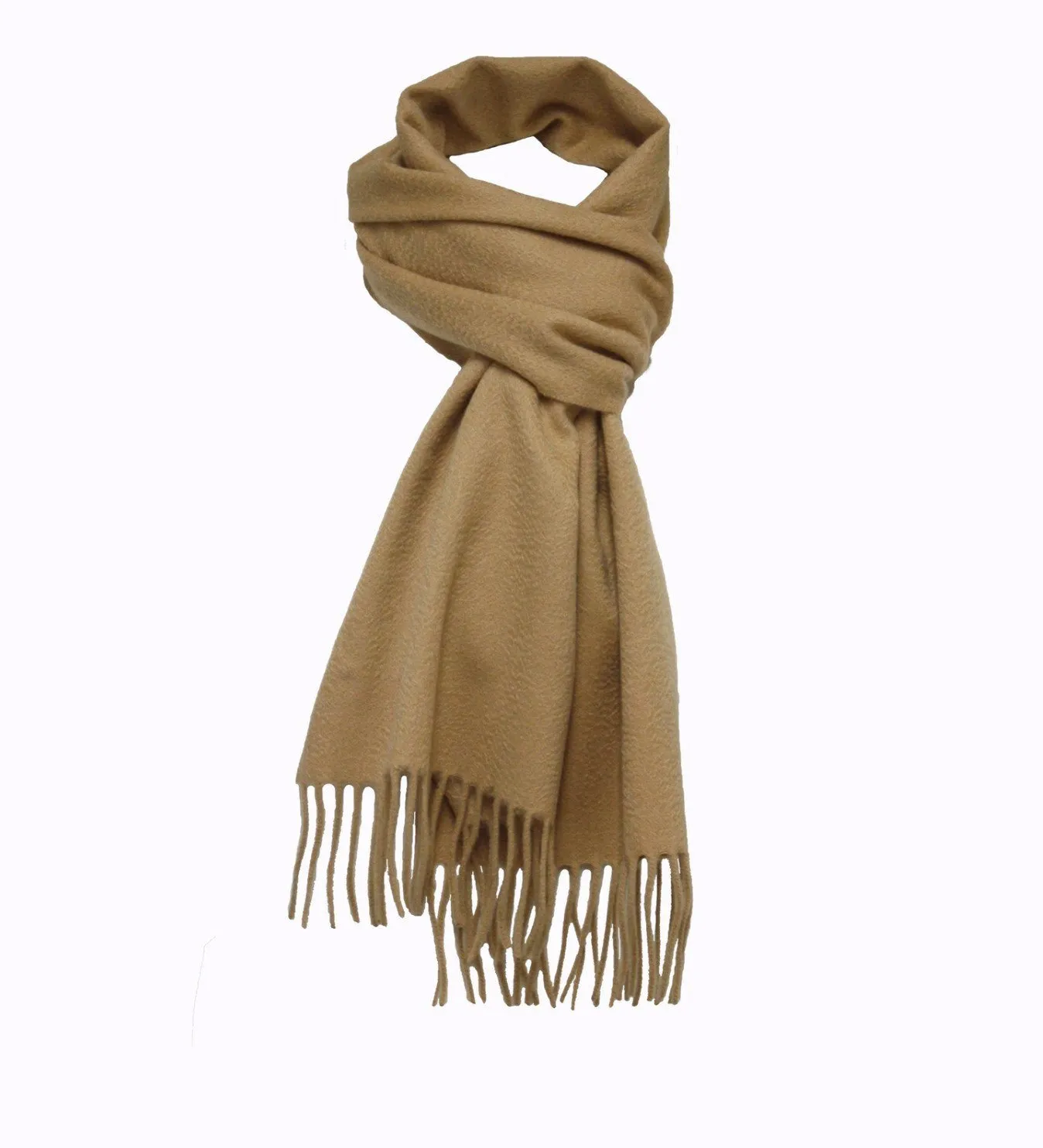 Camel Cashmere Scarf Woven Plain