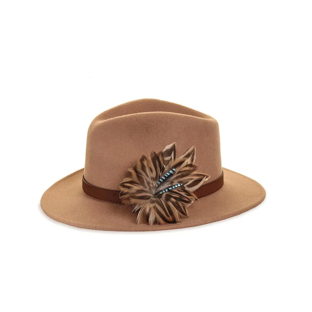 Camel Fedora with Mallard and Jay Pin