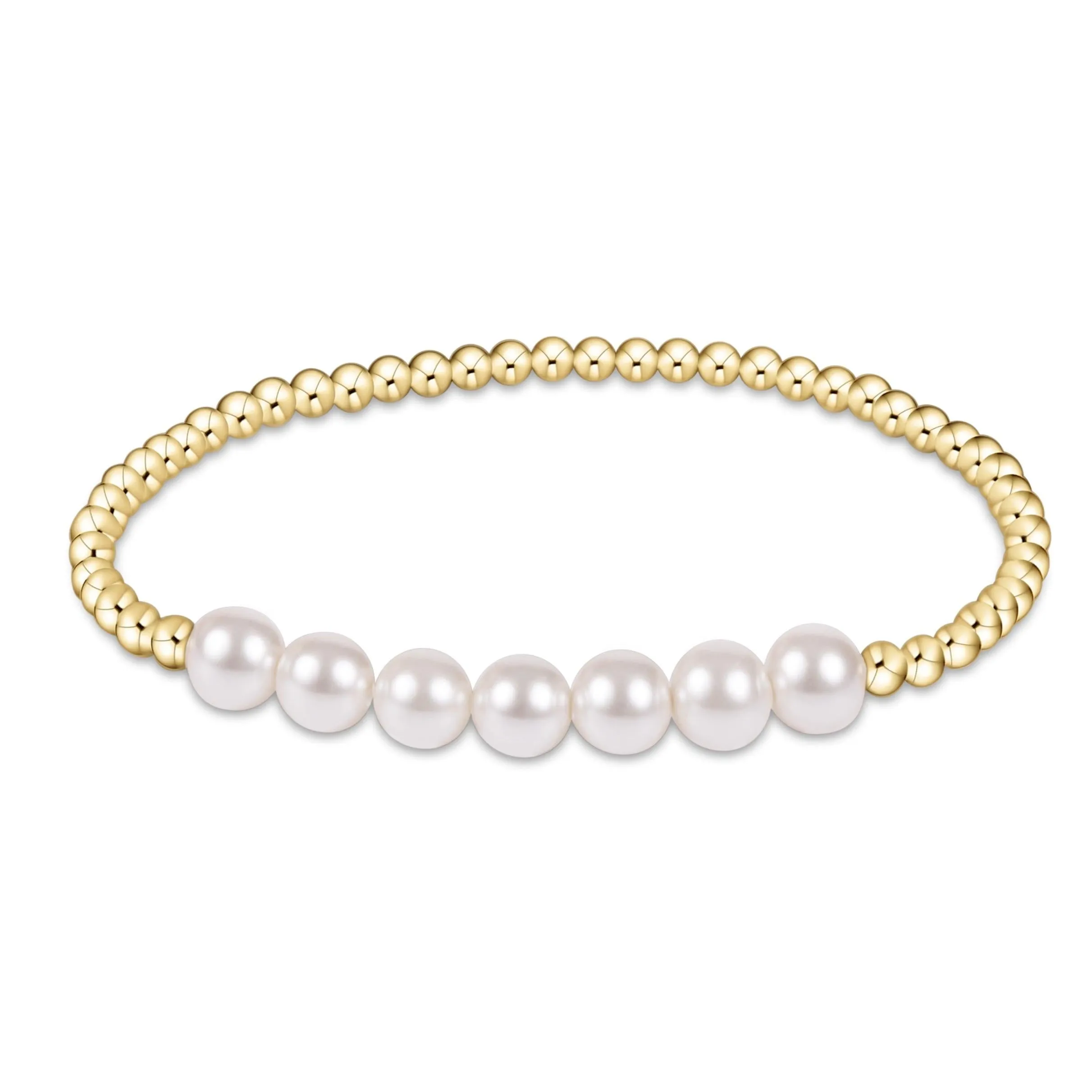 Classic Gold Beaded Bliss 3mm Bead Bracelet- 6mm Pearl