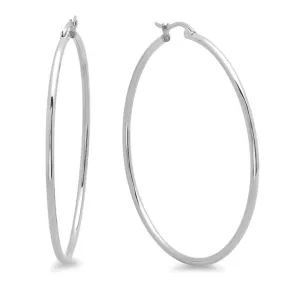 Classic Large Shiny Metallic 55 MM Hoop Steel Earrings