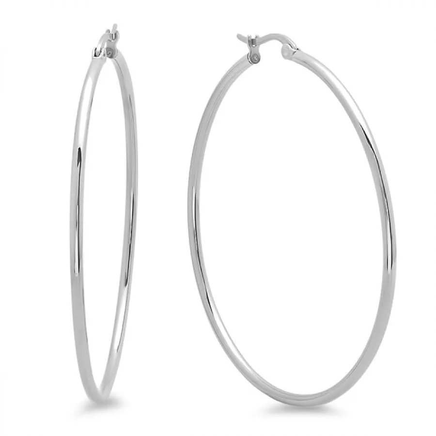 Classic Large Shiny Metallic 55 MM Hoop Steel Earrings