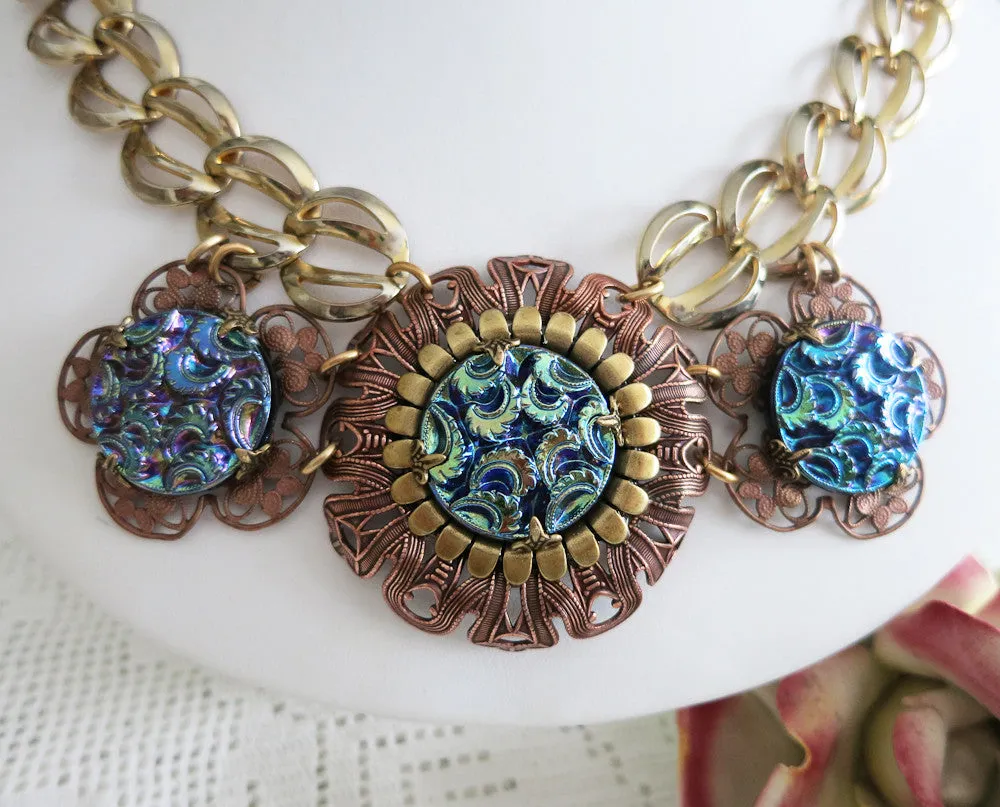 Copper and Gold Chunky Statement Necklace