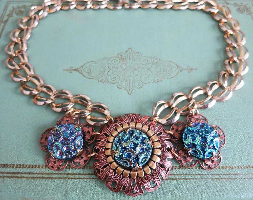 Copper and Gold Chunky Statement Necklace