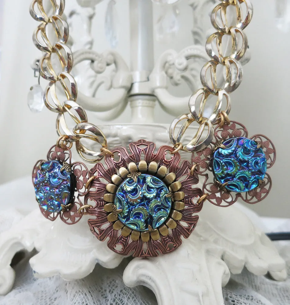 Copper and Gold Chunky Statement Necklace