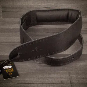 Dsl GLG Guitar Strap 2.5 Inch Wide Black Leather With Black Stitch