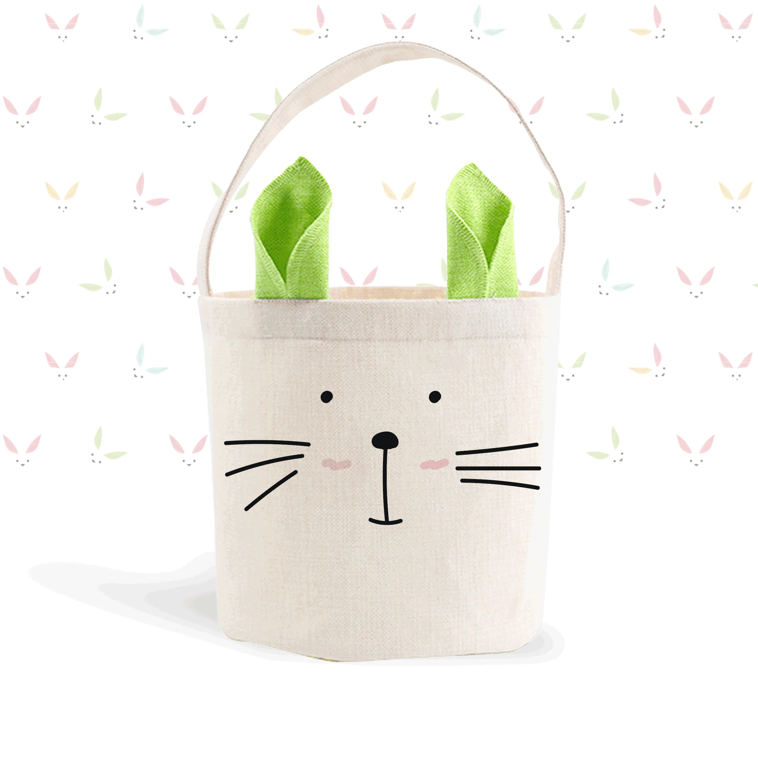 Easter basket | bunny face bag blue or green or pink bunny ears | easter bunny basket