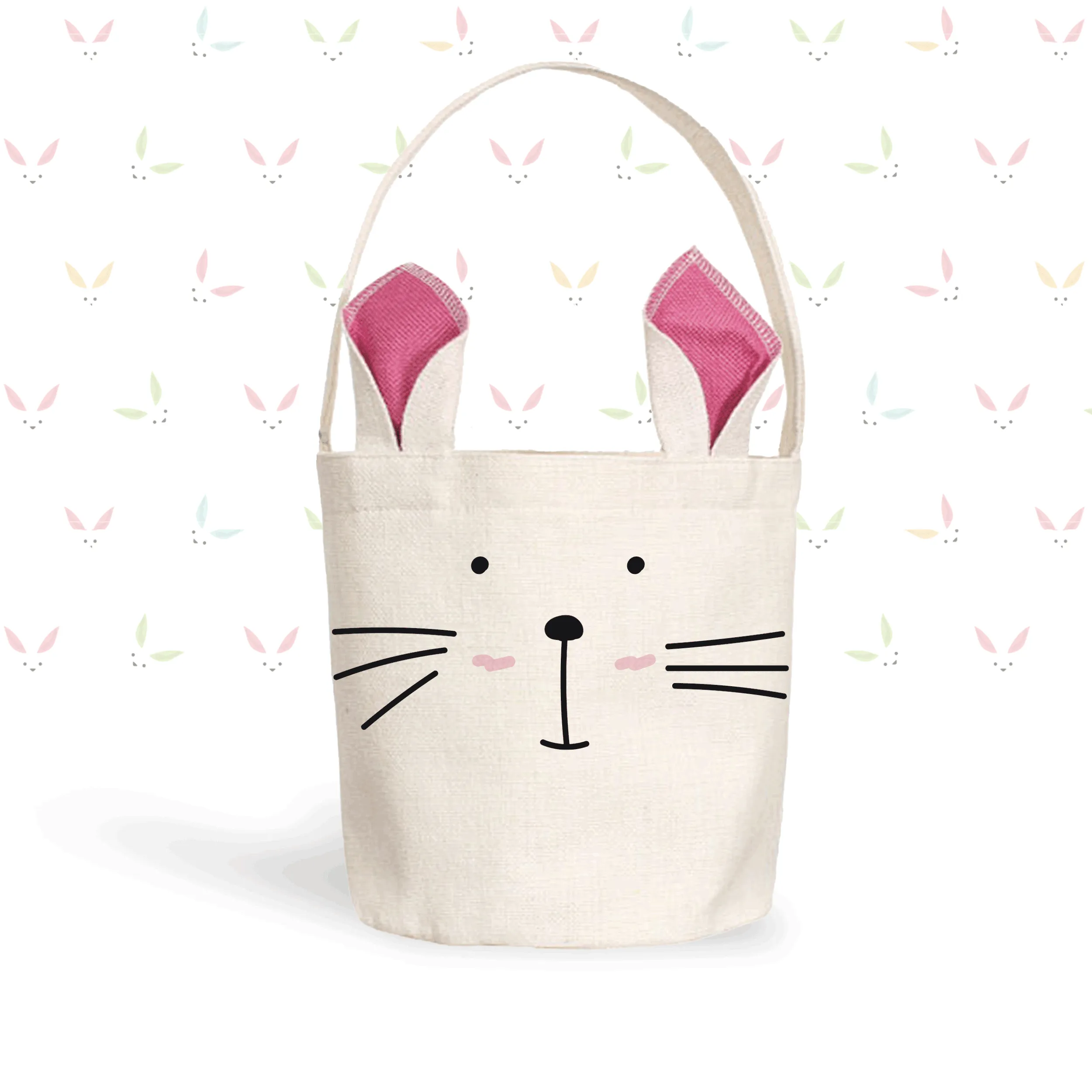 Easter basket | bunny face bag blue or green or pink bunny ears | easter bunny basket