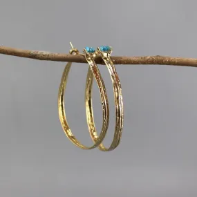 Extra Large Apatite Hammered Hoops