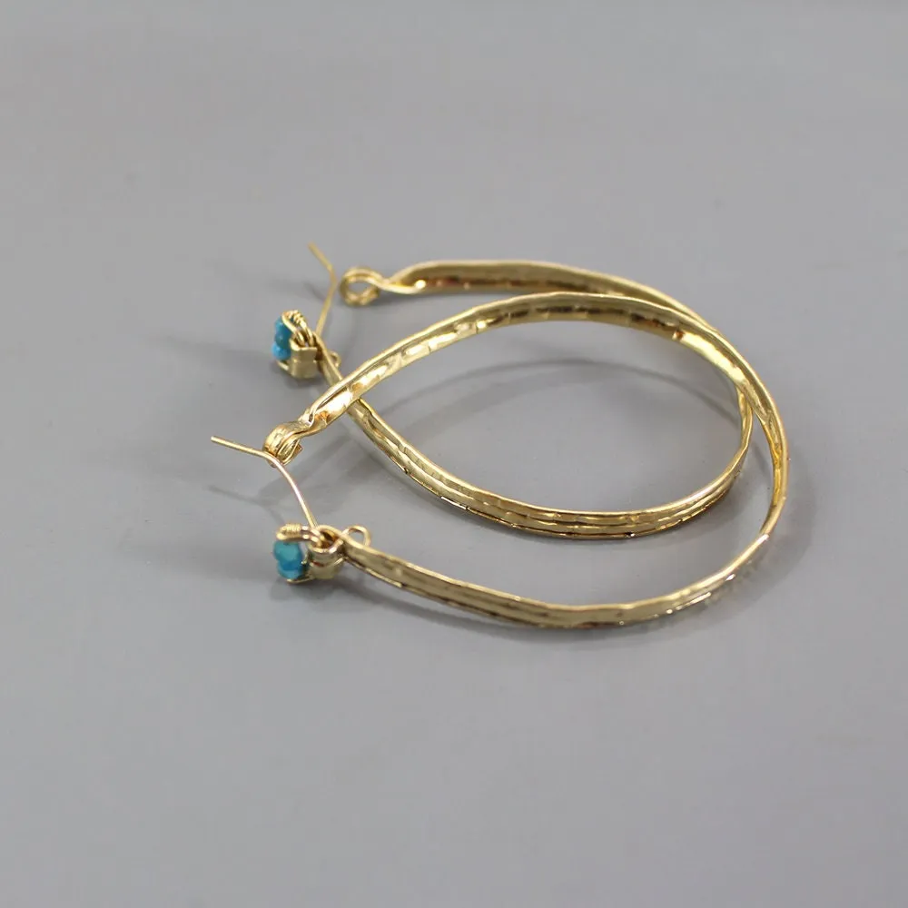 Extra Large Apatite Hammered Hoops