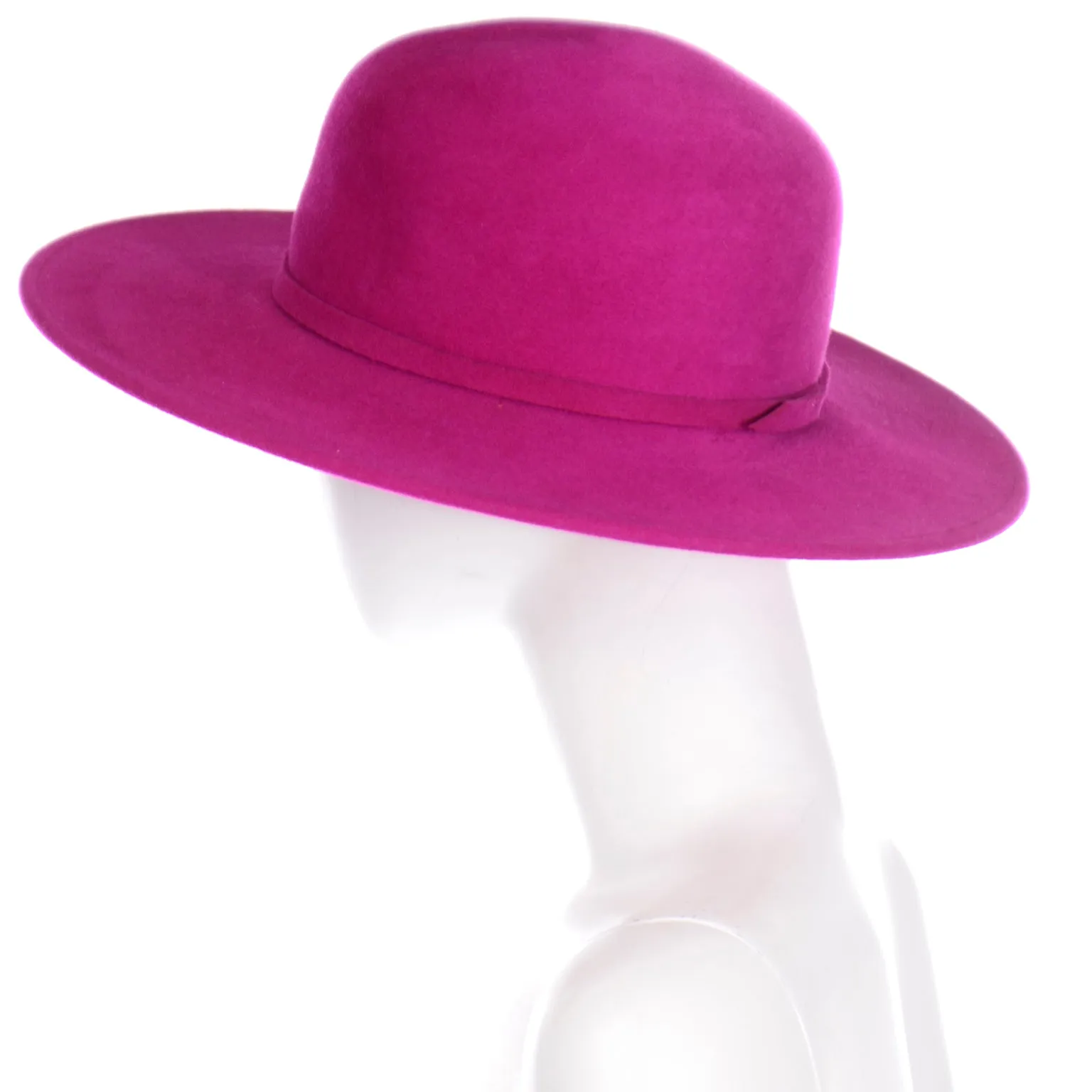 Frank Olive Vintage Fuchsia Felted Wool Wide Brim Hat