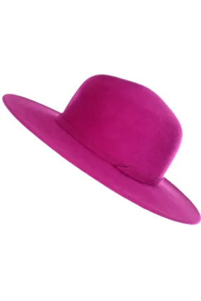 Frank Olive Vintage Fuchsia Felted Wool Wide Brim Hat