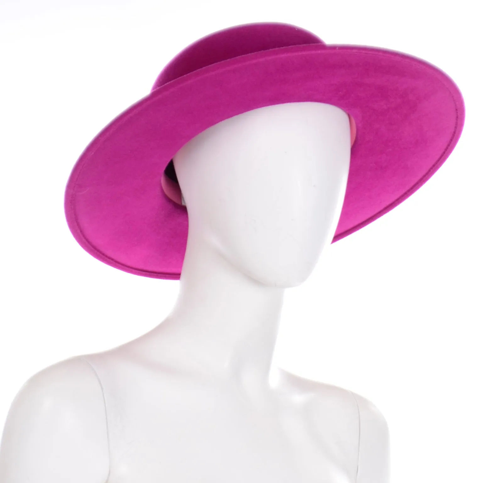 Frank Olive Vintage Fuchsia Felted Wool Wide Brim Hat